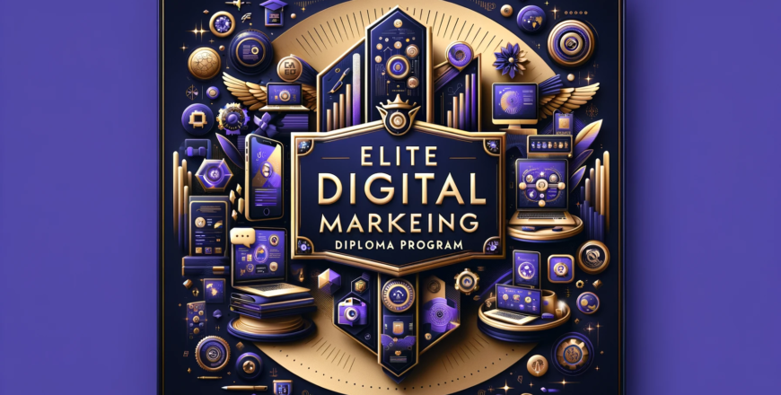 DALL·E 2024-03-31 19.11.17 - Craft an elegant and compelling thumbnail for a website's course page on an Elite Digital Marketing Diploma Program, tailored for wide rectangular for